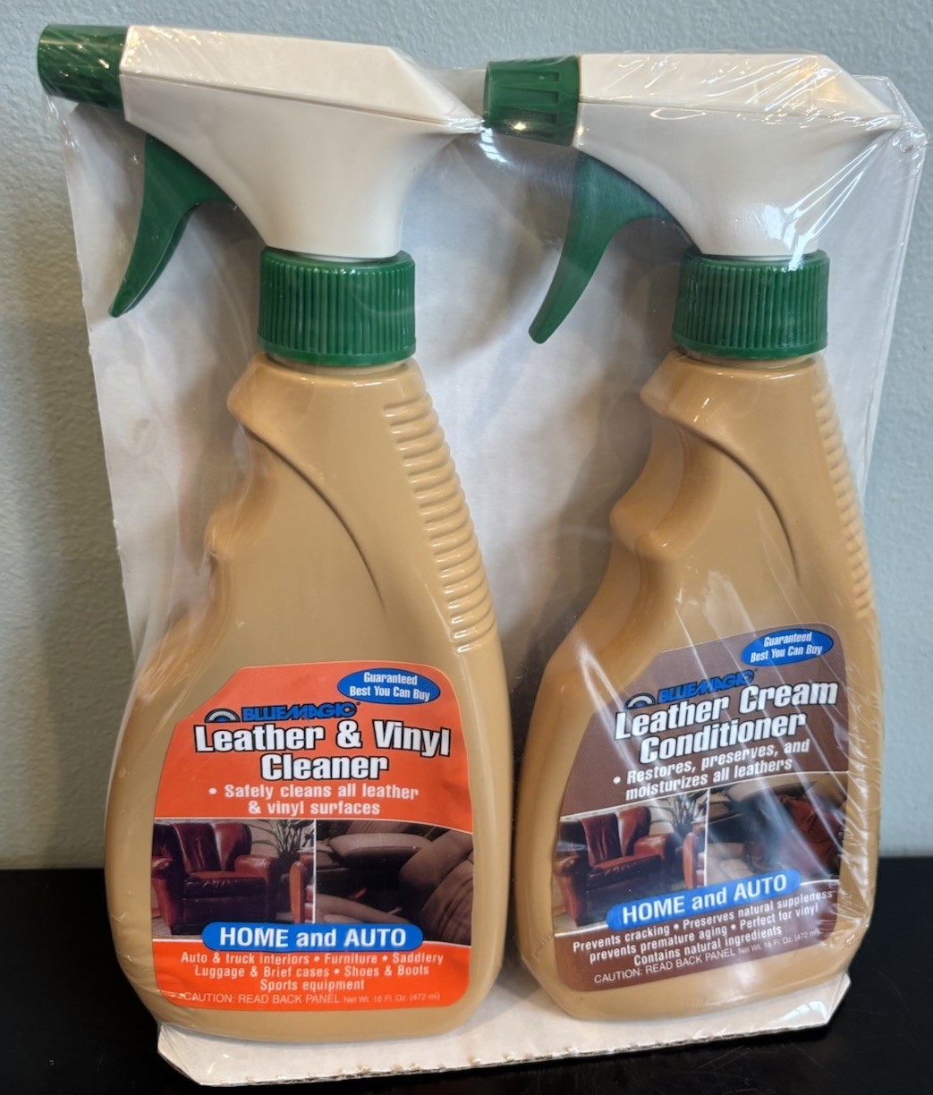 VTG Blue Magic Leather & Vinyl Cleaner Leather Cream Conditioner Home Auto 16 Oz