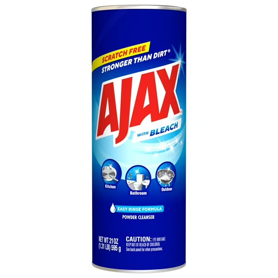 (6 pack) Ajax Powder Cleanser with Bleach, Scratch-Free Formula, 21 oz Bottle