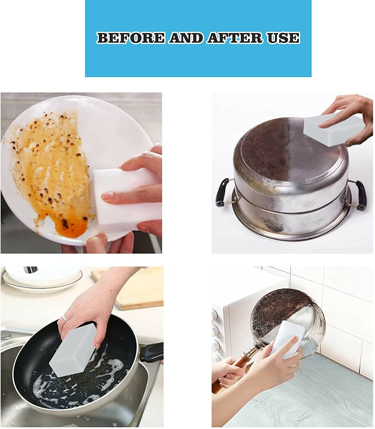 60 Pack Magic Sponge Eraser Cleaning Melamine Multi-functional Foam Cleaner US