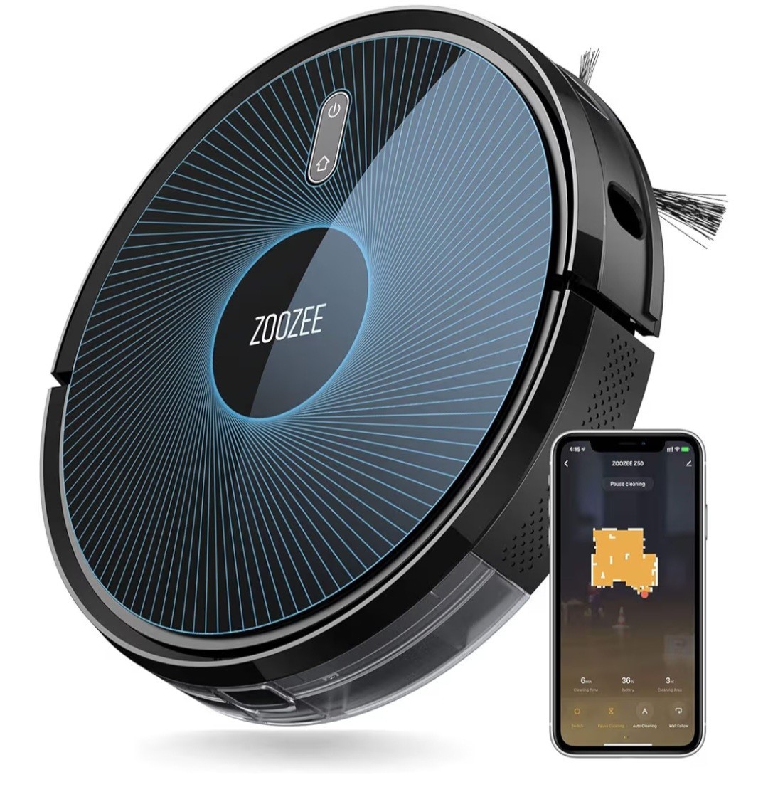 ZOOZEE Z50 Robot Vacuum Mop, Alexa/Google, 290min, 600mL Dust, Cordless