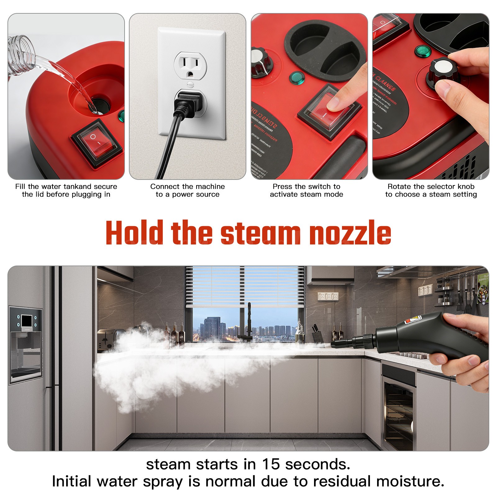 Handheld Steam Cleaner Car Detailing Cleaning Machine Vehicle Auto Washer 2500W