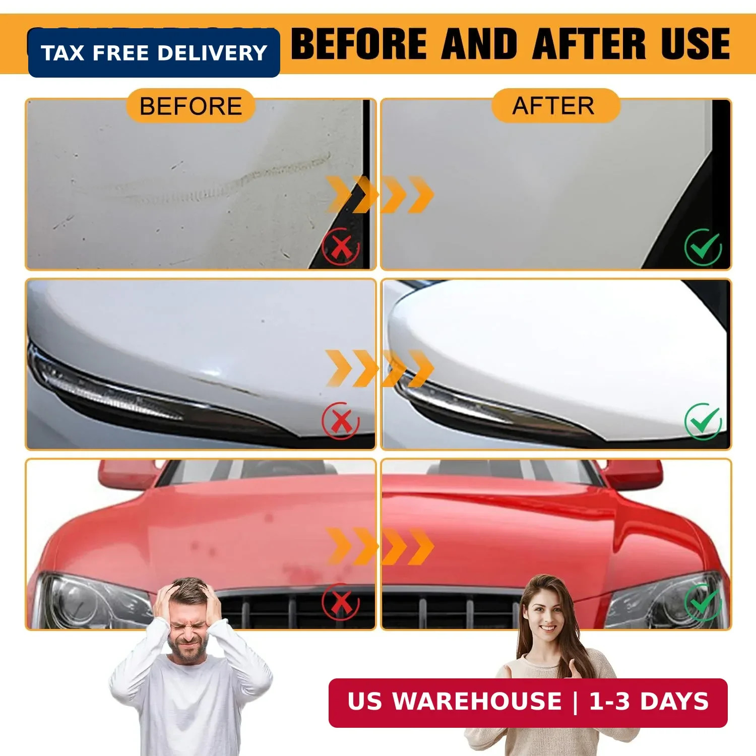 2Pcs Car Scratch Remover Wax, Universal Premium Polishing Compound for Deep Scra