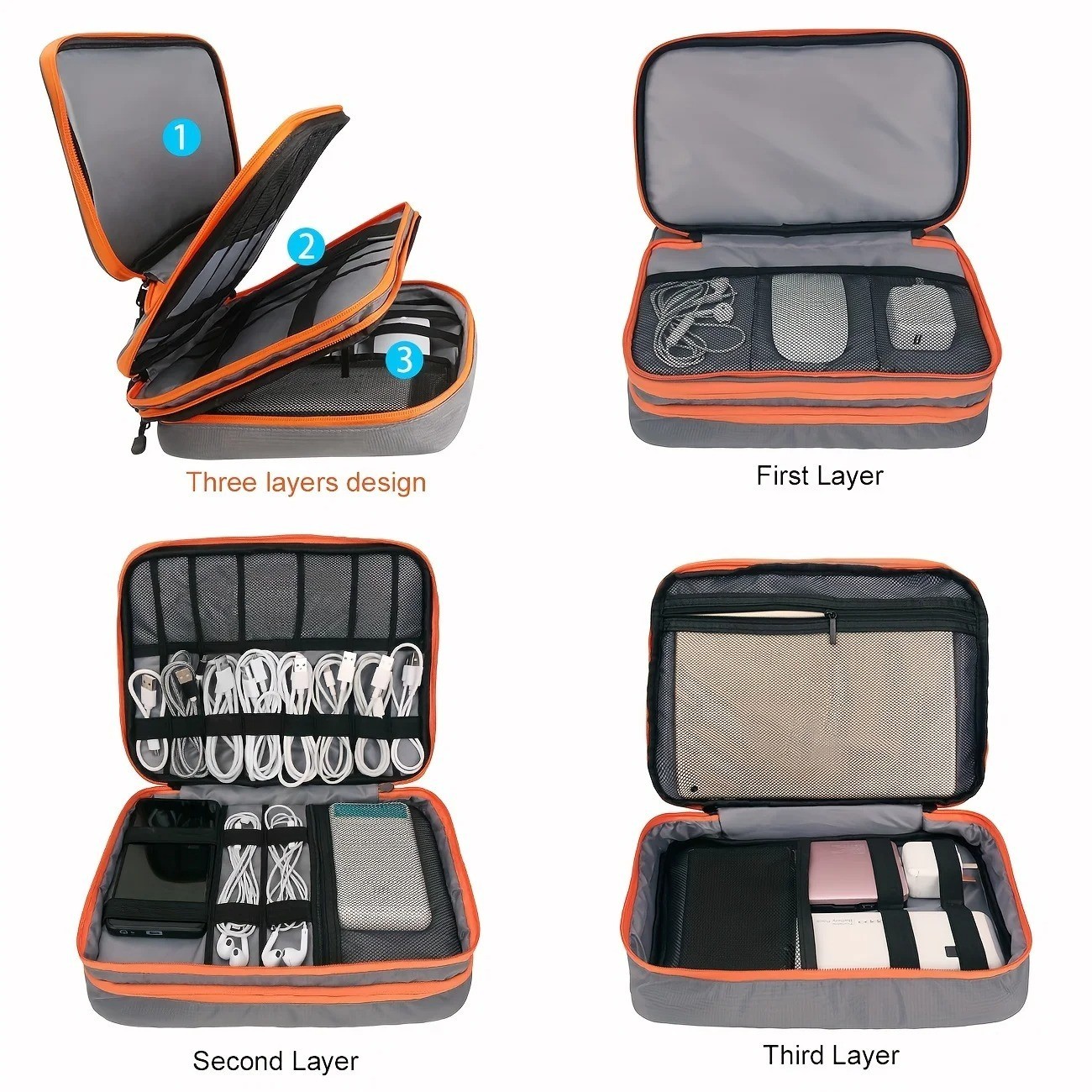 Travel Cable Organizer Bag Waterproof Electronics Accessories Storage-Case Pouch