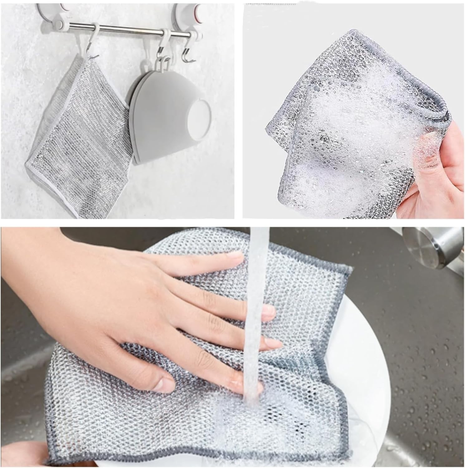 Wire Cleaning Cloths 6-Pack Non-Scratch Miracle Silver Microfiber Kitchen Scrub