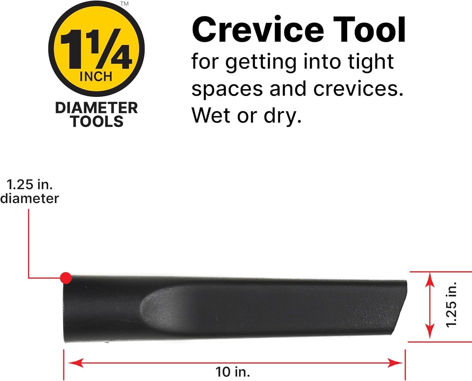 Effortless Cleaning: 1.25-Inch Kit with Brush, Crevice Tool & Gulper Nozzle