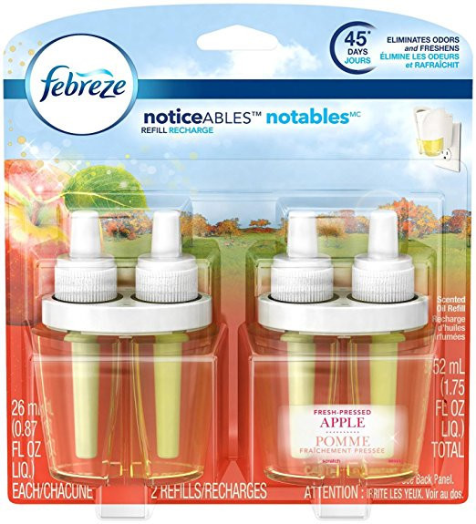 2 x Febreze Noticeable Fresh Pressed Apple Dual Oil Refill Air Freshener 2 Count