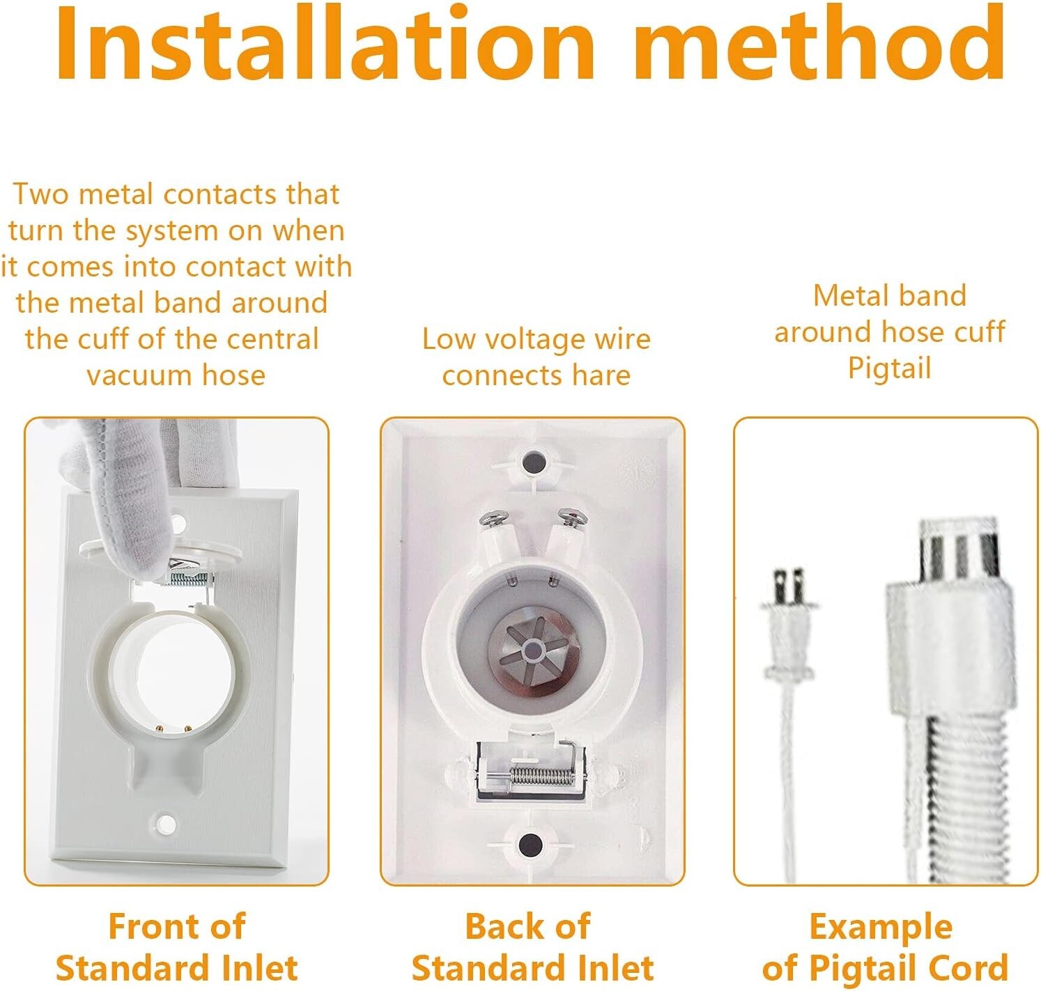 Central Vacuum Inlet-WHITE-Round Door Central Vacuum – High Quality!