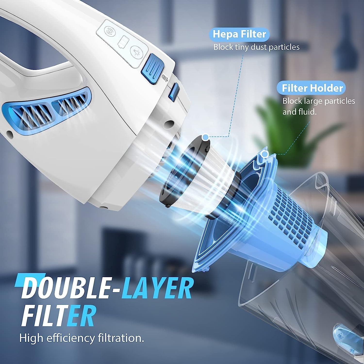 FUOAYOC H11 Handheld Vacuum Cordless Rechargeable – WHITE/BLUE