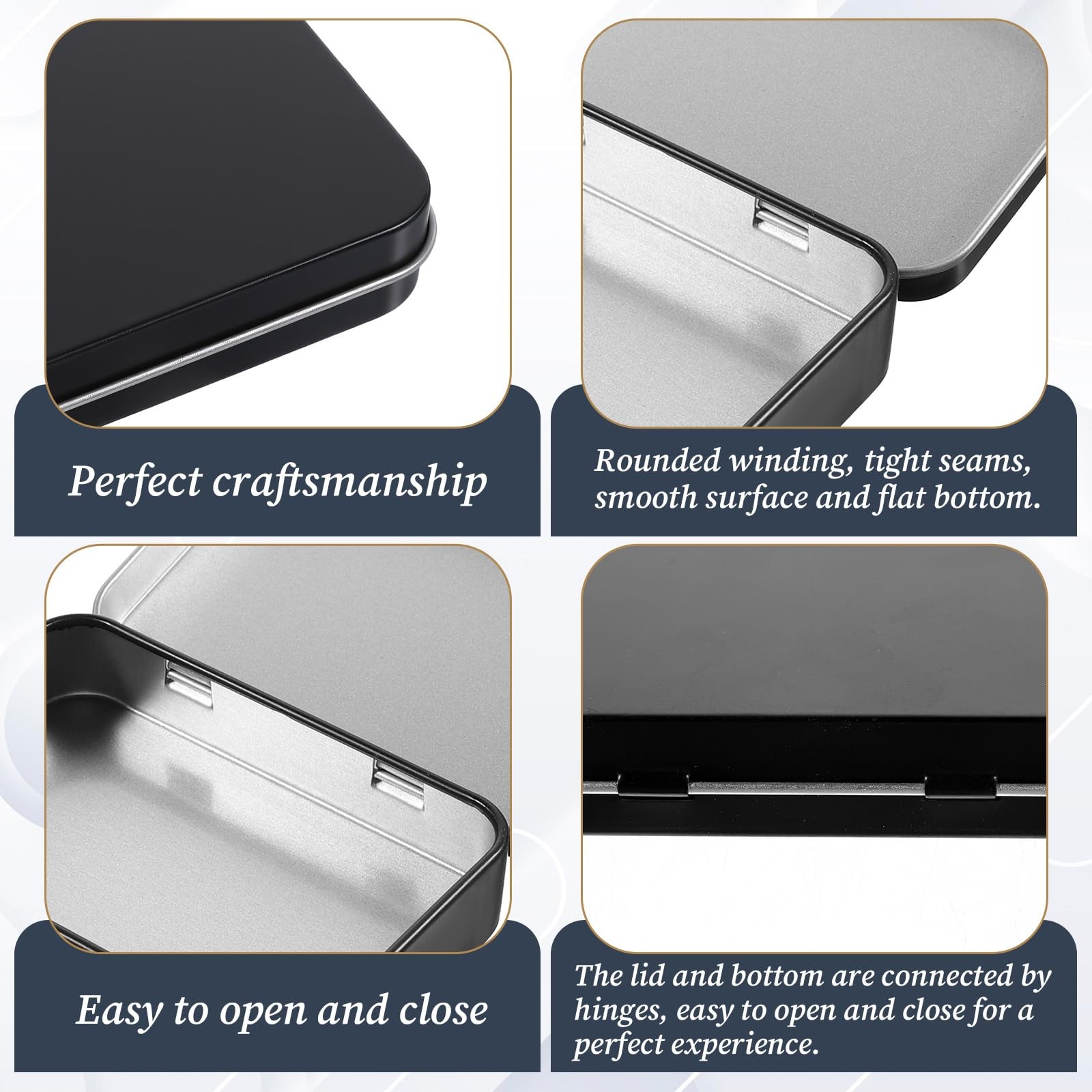3 Packs Metal Rectangular Hinged Tin Box, Mini Empty Storage Box with Lids Tin C