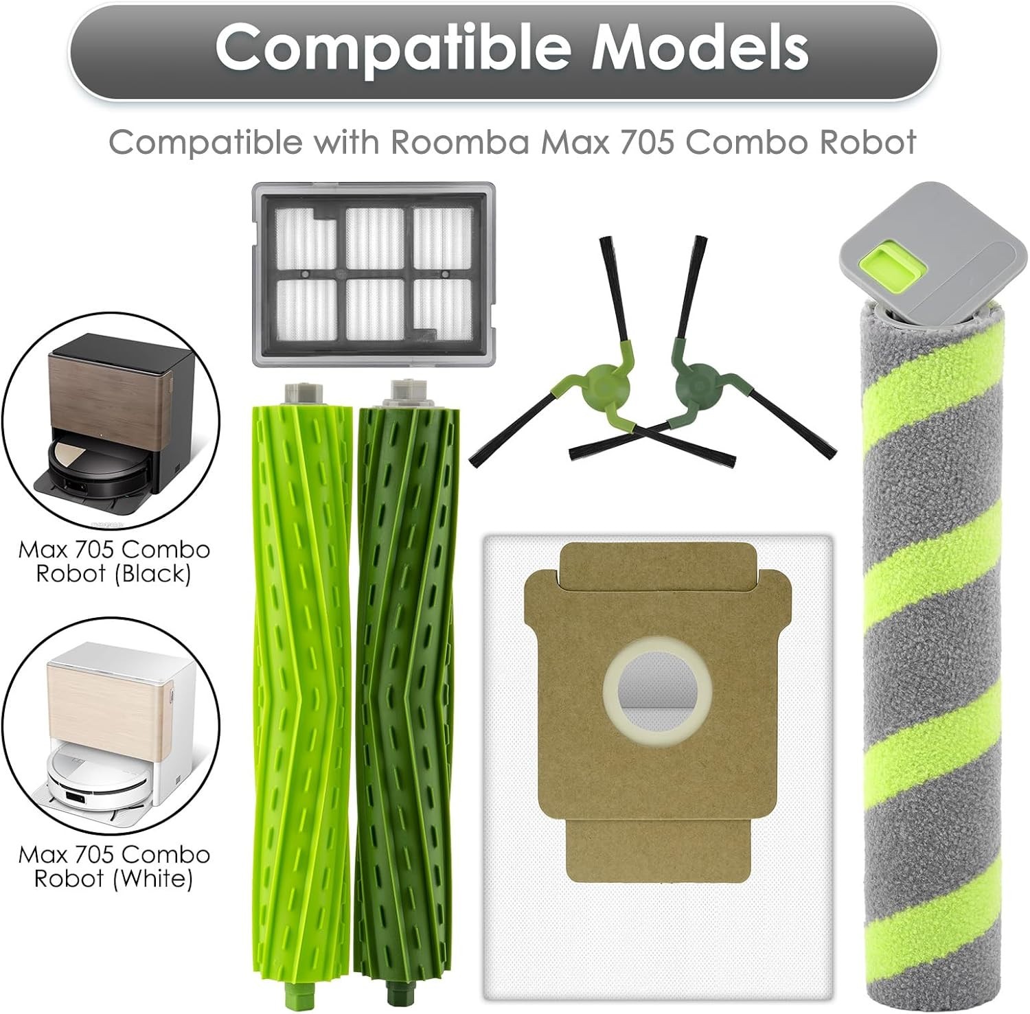 22 Pack -Replacement Parts for iRobot Max 705 Combo Robot Vacuum