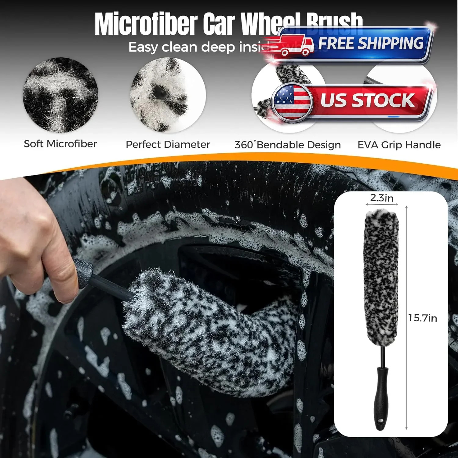 9PCS Wheel Brush Kit for Cleaning Wheel and Tire, Wheel and Rim Brush, Car