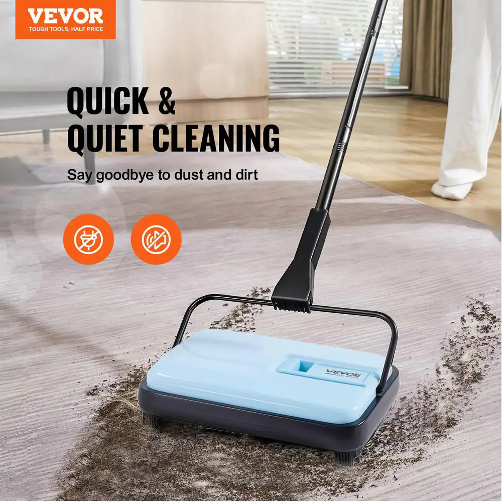 Carpet Sweeper Manual, Floor Sweeper with 300 Ml Dustbin Capacity Easy to Empty,