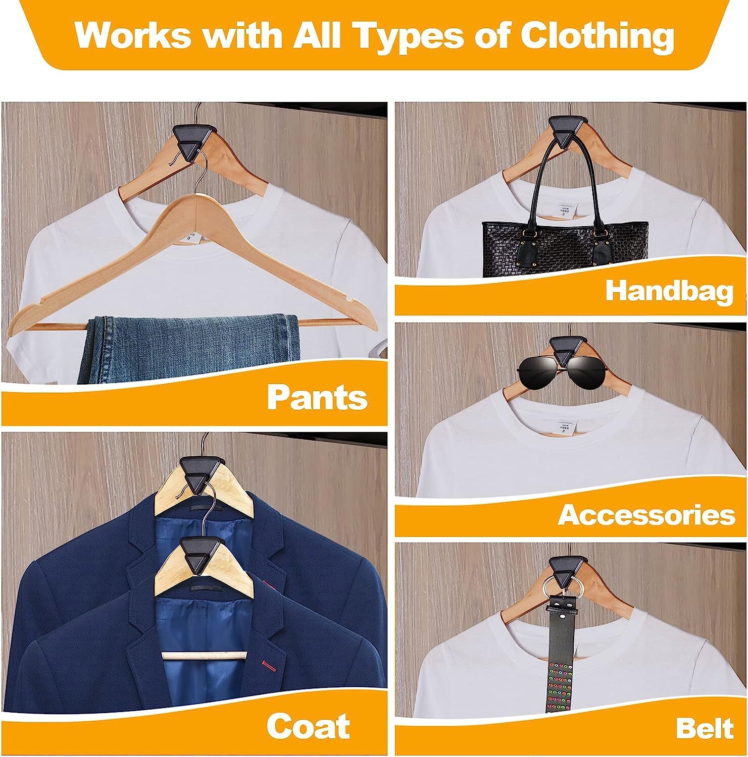 100pcs Clothes Hangers Space Saving Closet Organizers Heavy Duty Hanger Extender
