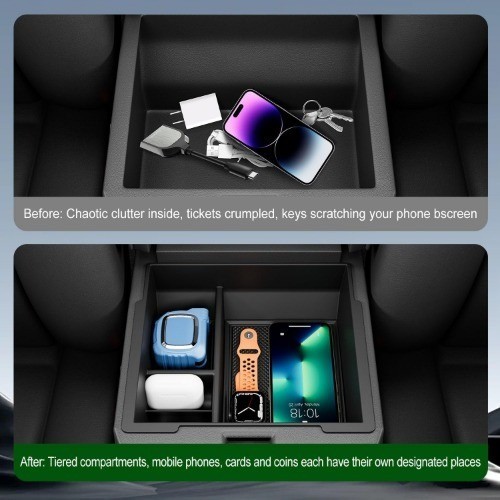 Center Console Organizer Compatible with 2025 2026 Armrest Trays Storage Box Rep