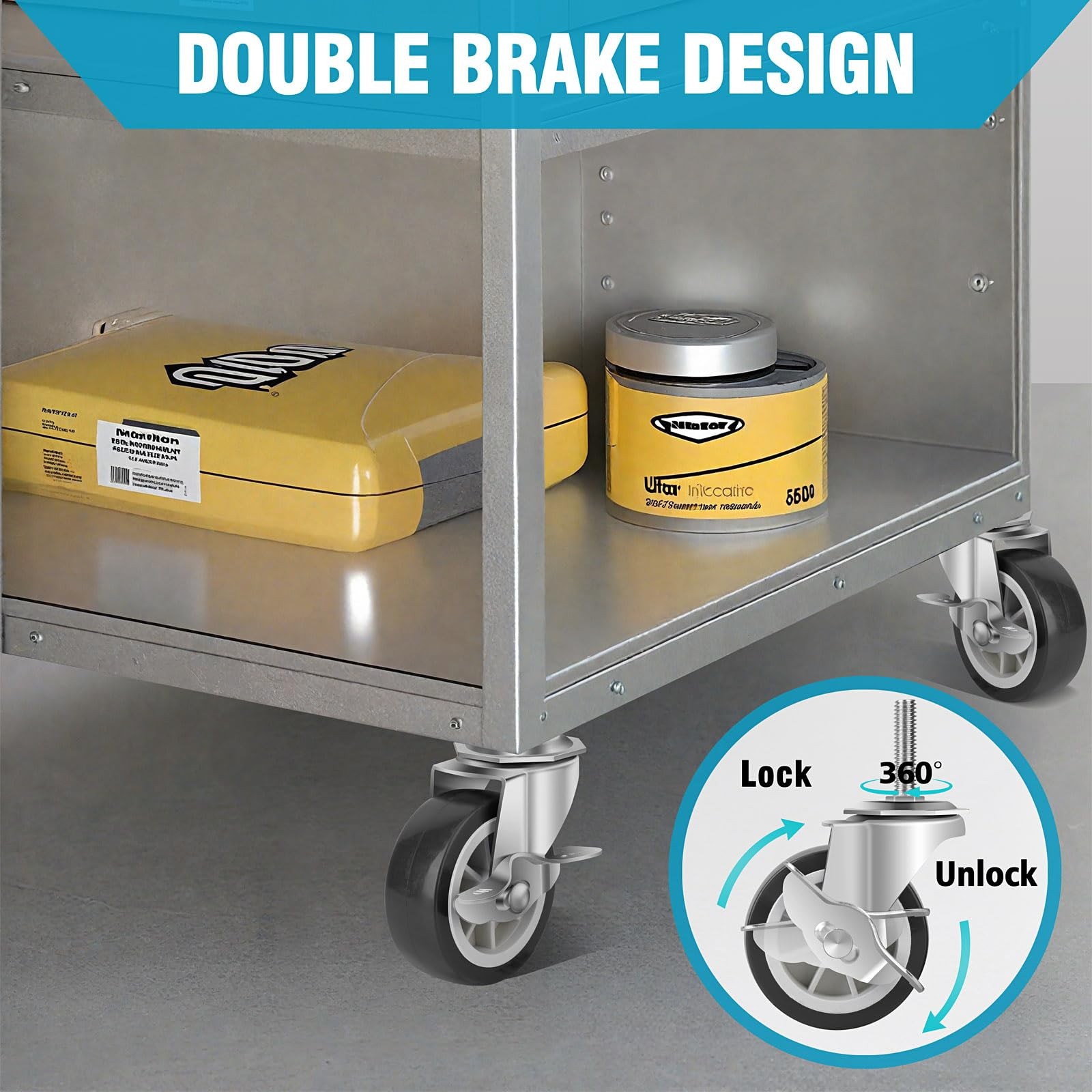 NISUSK 3 Inch Heavy Duty Stem Casters Swivel Wheels with Brake 3/8″ 16 x 11/…