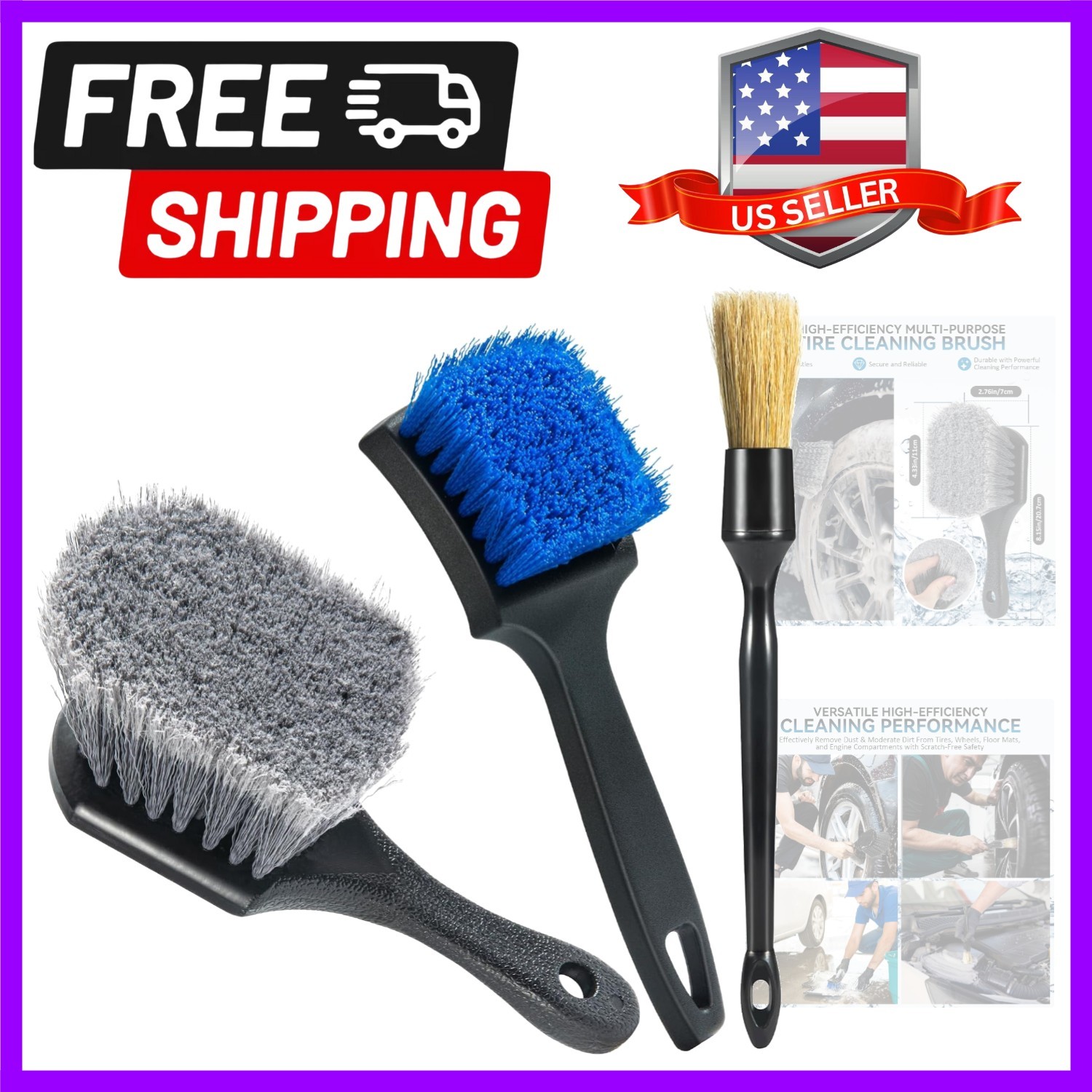 Tire Brushes for Cleaning Tires, Car Wheel Brushes for Cleaning Wheels, Rim C…