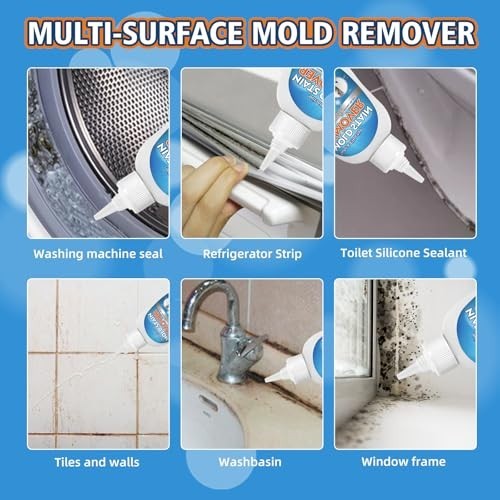 Mold Stain Remover Gel for Washer Seal & Bathroom Grout – No Scrub Deep Cleaner