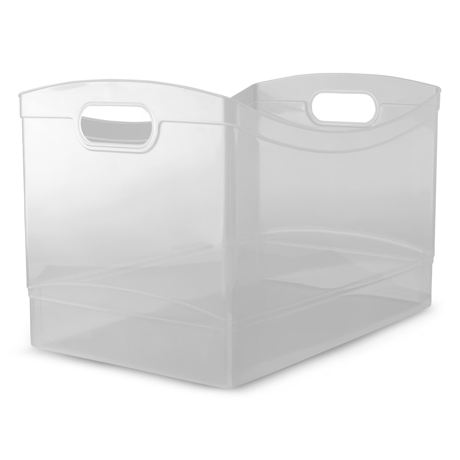 Mainstays Clear Utility Storage Organizer Bin Built Handles, 15.3″ x 10.4″ x 9.8