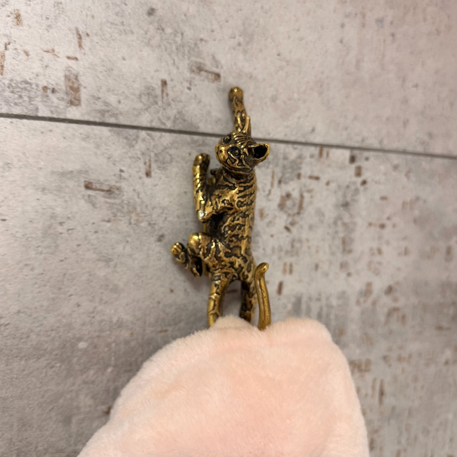 Bengal Cat Wall Hook Solid Brass Key Holder Animal Bathroom Decor Gift