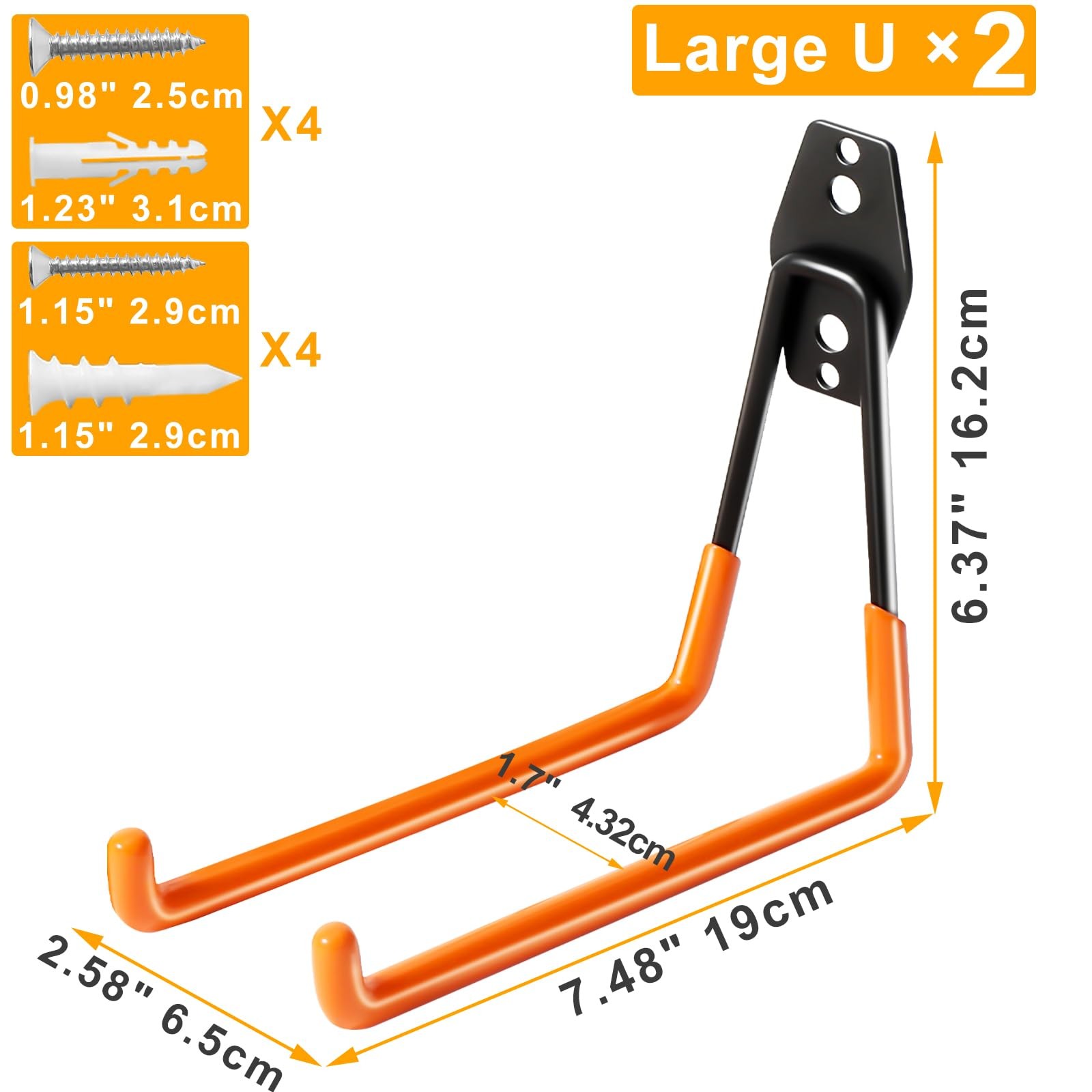 Heavy Duty Garage Hooks for Hanging, 2 Pack Garage Storage Hooks for Ladde