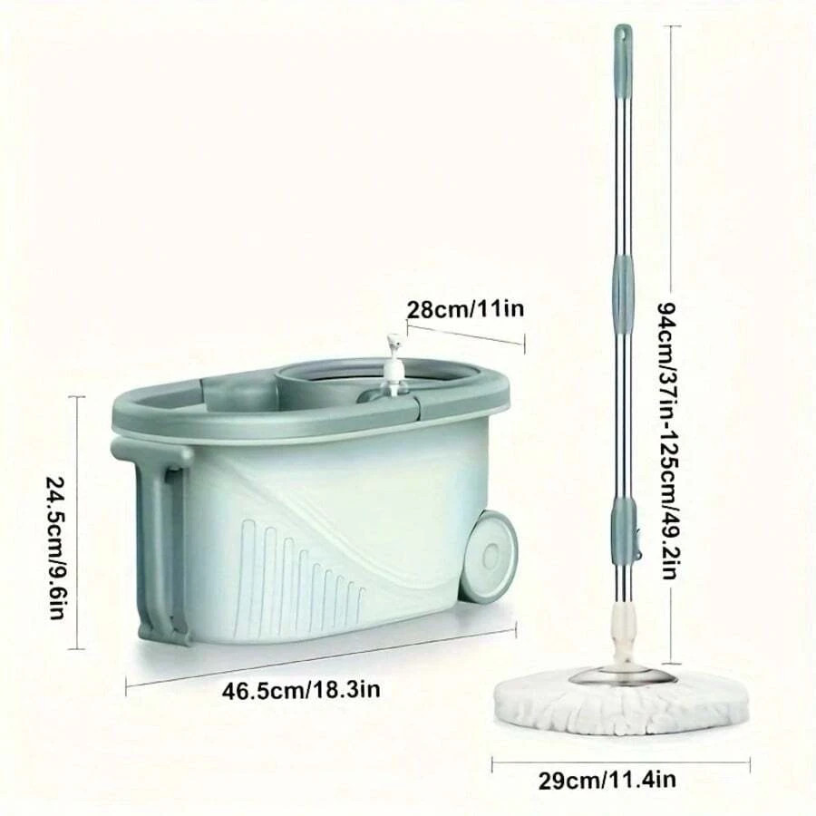 360° Spin Mop Bucket System 61″ Handle 2 Microfiber Refills