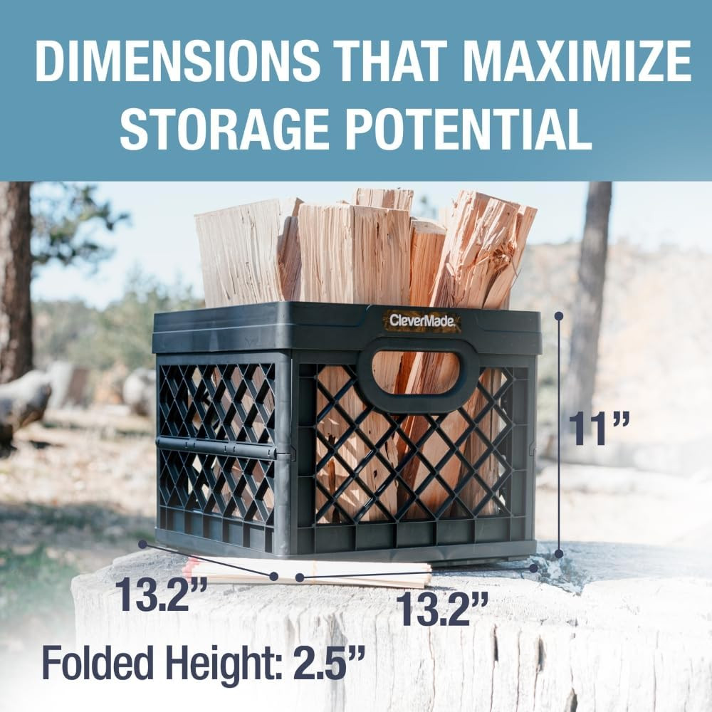 Collapsible Milk Crate 25L (6.6 Gal), 50 Lb Capacity Heavy Duty Folding Crate –