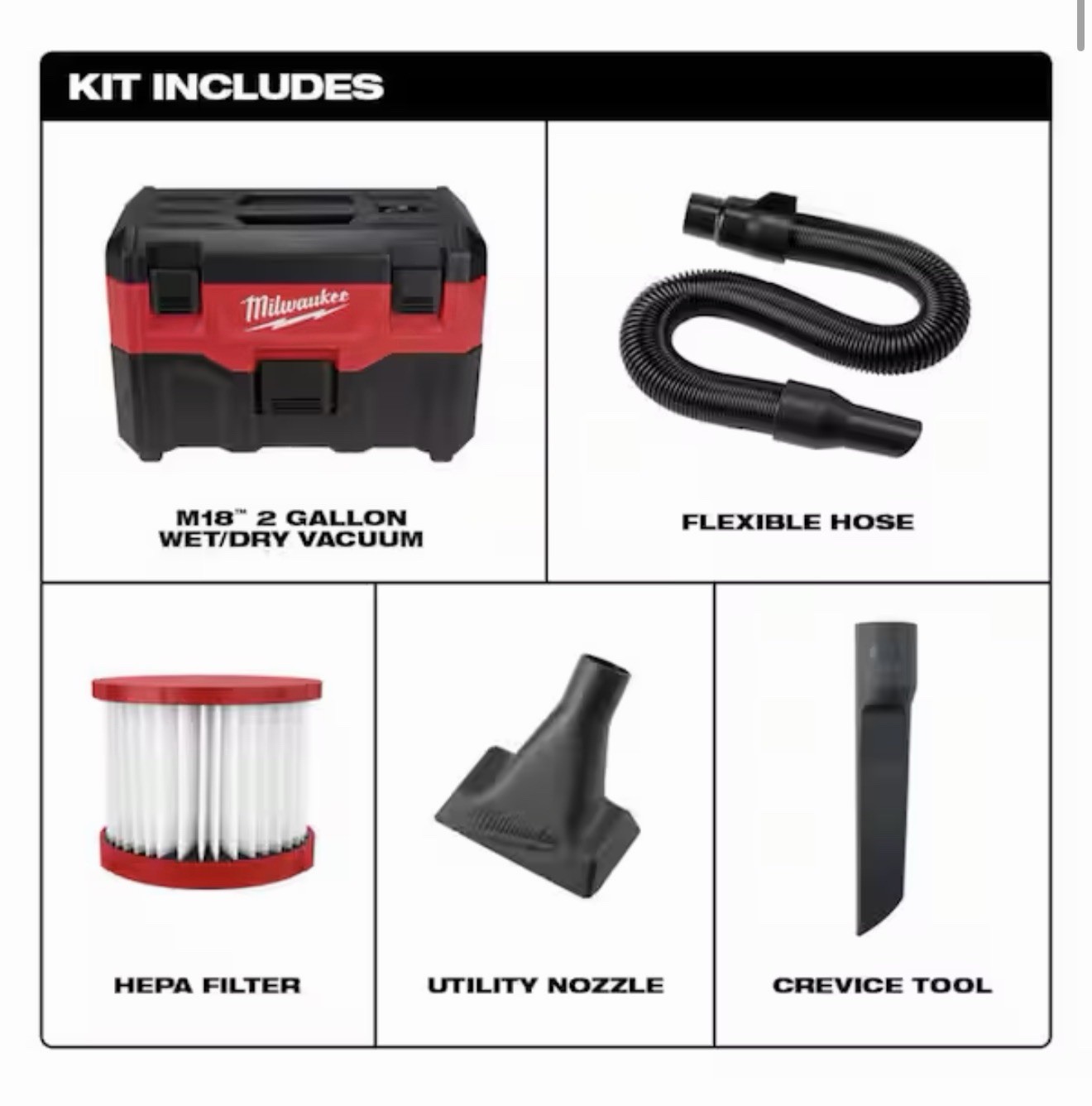 Milwaukee 0880-20 18V Wet/Dry Vacuum Cleaner – Red