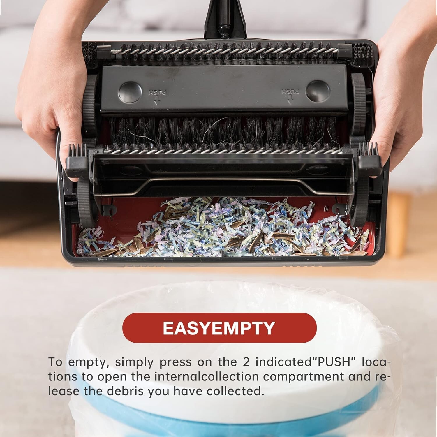 Alpine Industries Triple Brush Floor & Carpet Sweeper – Heavy Duty & Non Mult…