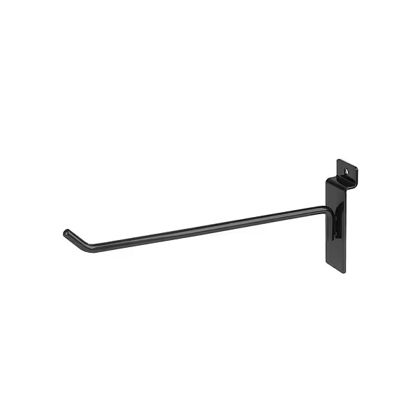 Econoco Slatwall Hook 8in Black Steel Semi Gloss Single Peg 96 Pk Retail Display