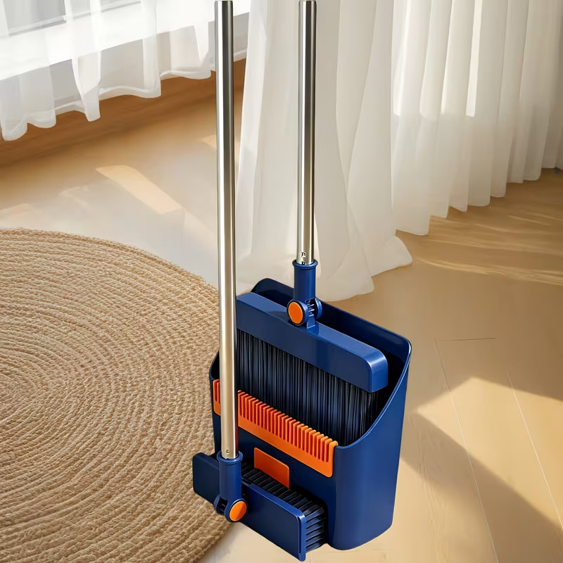 3-in-1 Long Handle Broom and Dustpan Set Foldable Upright Floor Sweeper