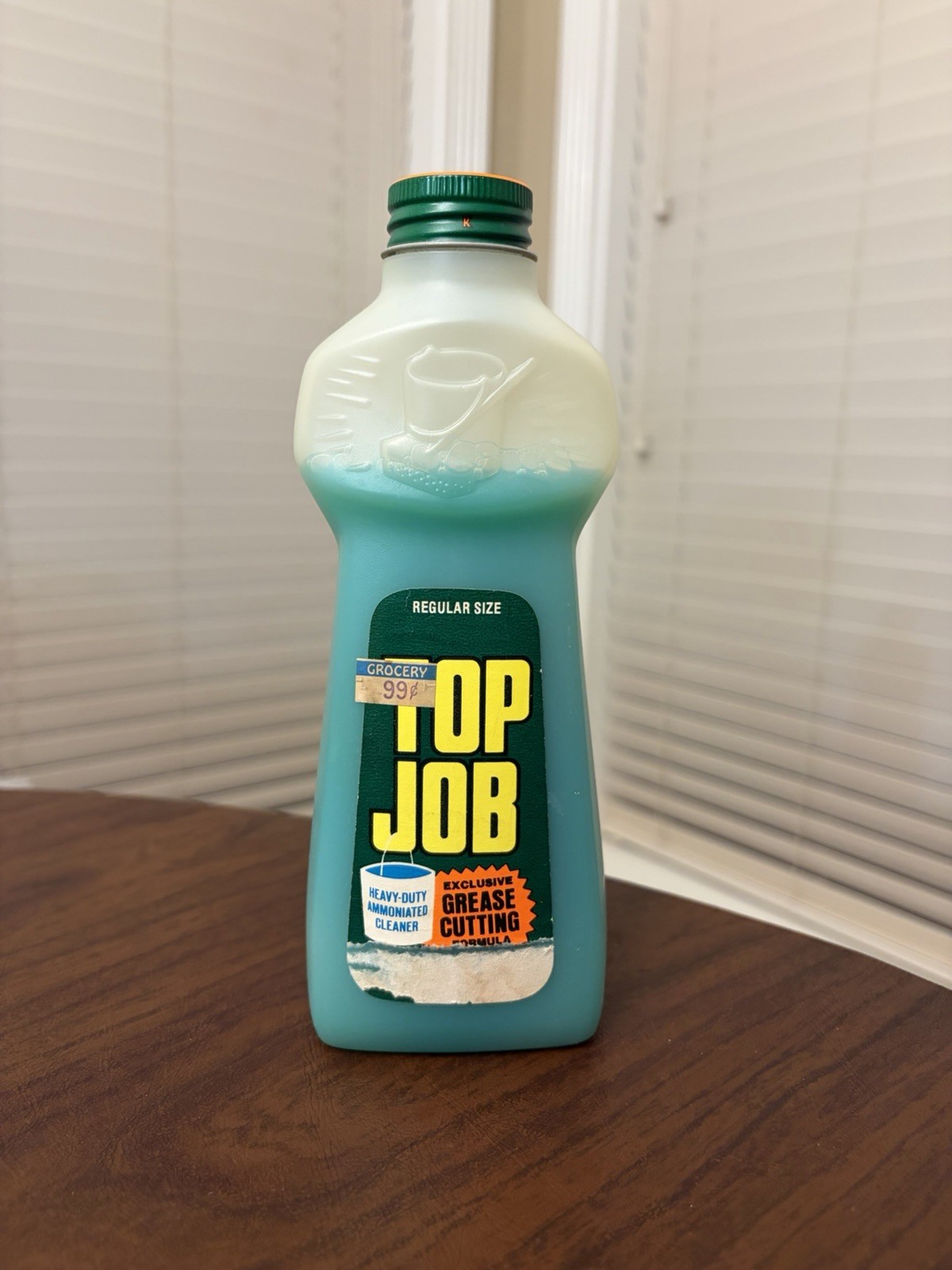 Vintage Top Job Heavy Duty Cleaner Regular Size Bottle Retro 1970s Prop 15 fl oz