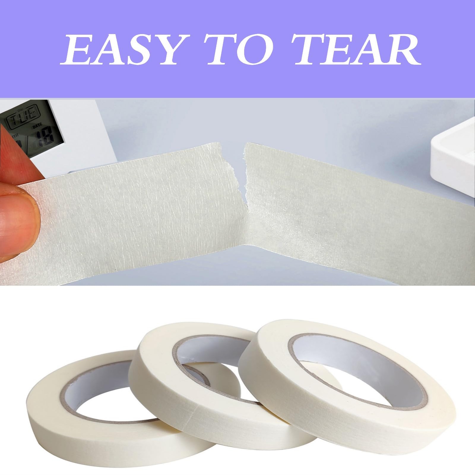 Lazybug studio Masking Tape 0.75 Inch, 3 Pack White Masking Tape, 3/4 Inch x …