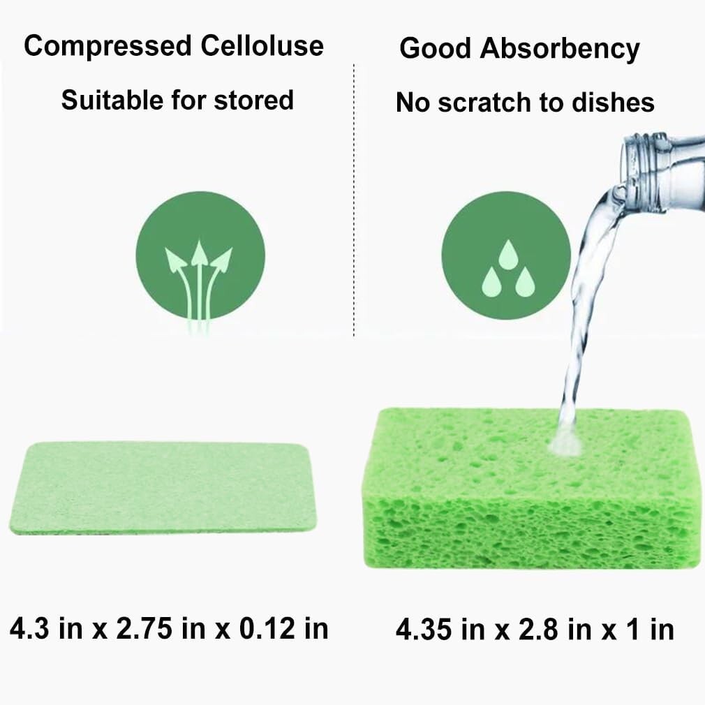 12-Count Kitchen Sponges Compressed Cellulose Sponges Non-Scratch-Free Shipping