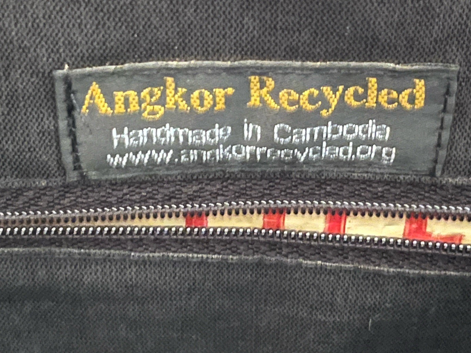 Elephant Brand Recycled Pocket Tote Bag Fair Trade Cambodia Angkor Patchwork