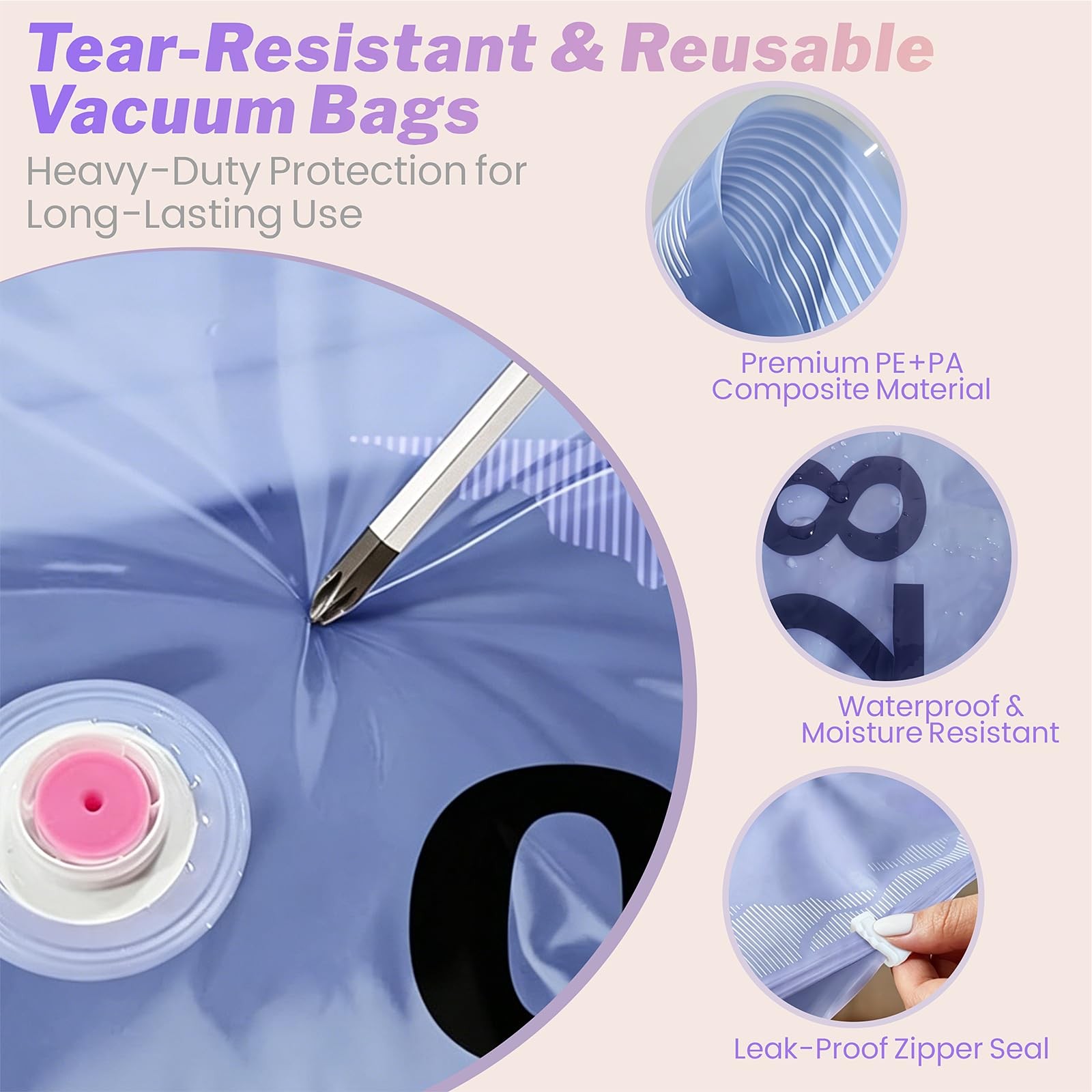 15 Pack Vacuum Storage Bags with Rechargeable Pump Travel Luggage Clothing