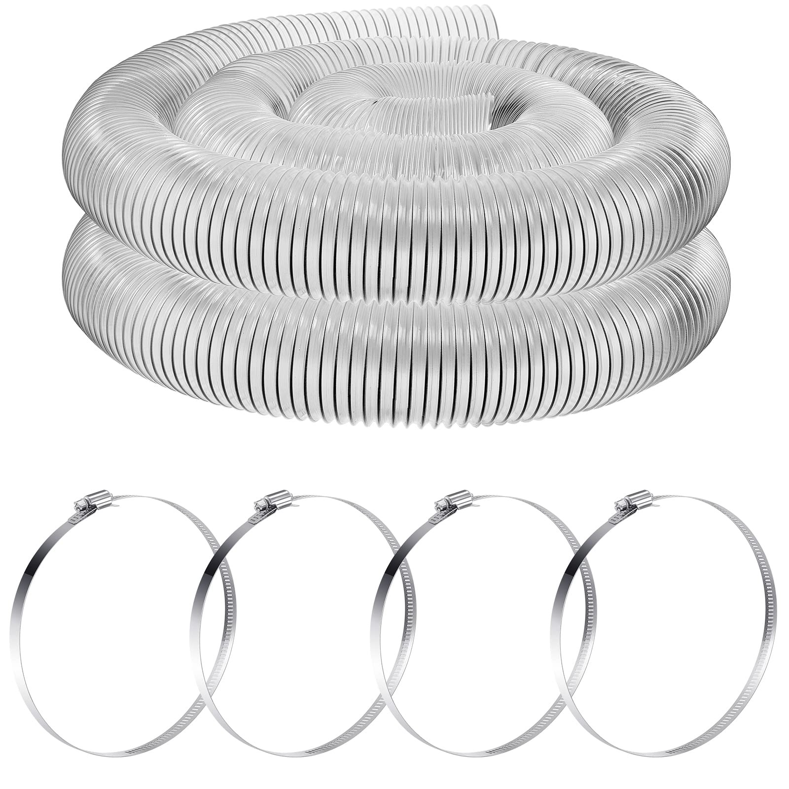 Flexible Pvc Dust Collection Hose With Stainless Steel Hose Clamps Clear Vacuum