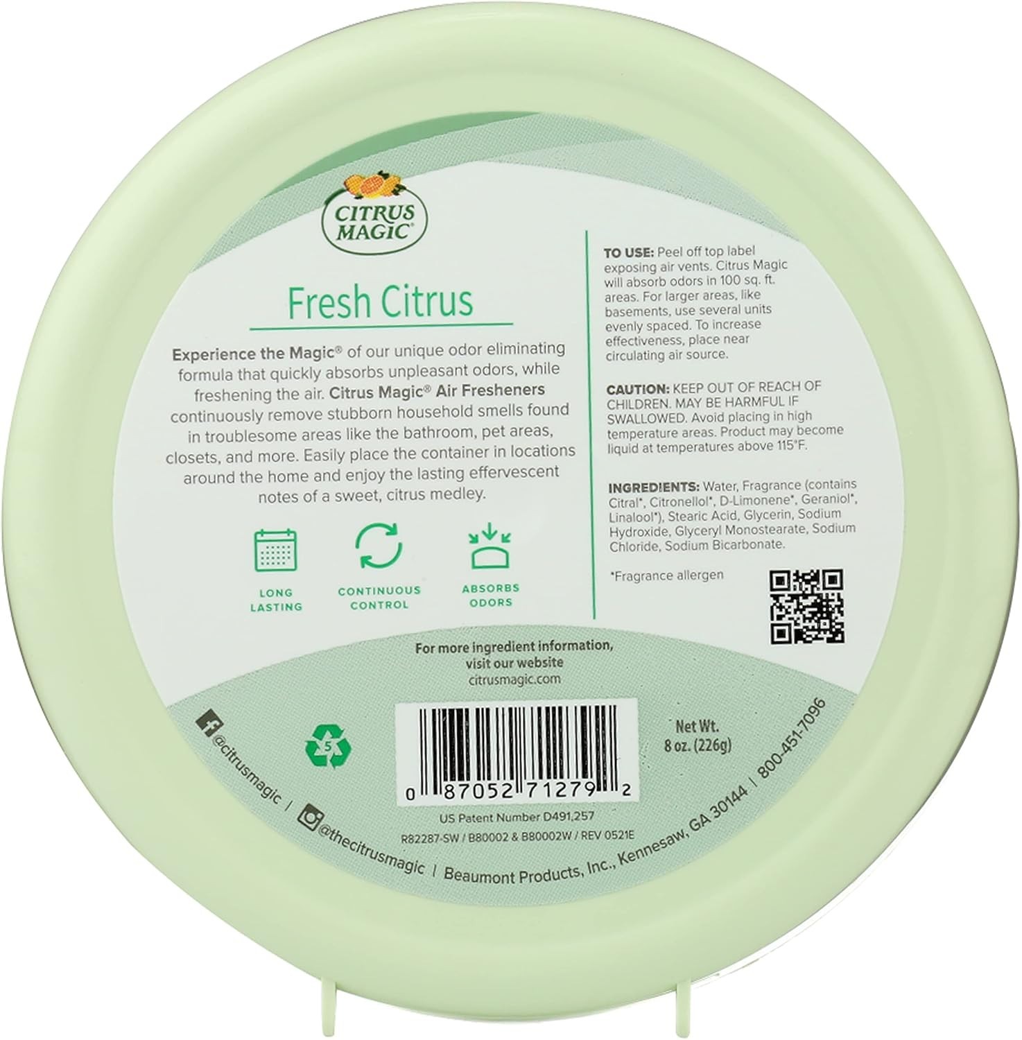 Citrus Magic Odor Absorbing Solid Air Freshener, Fresh Citrus, 8-Ounce