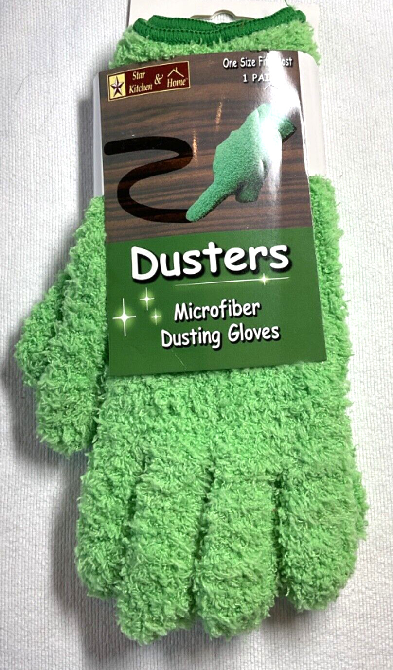 STAR KITCHEN & HOME DUSTERS MICROFIBER GLOVES (1 PAIR) GREEN NIP
