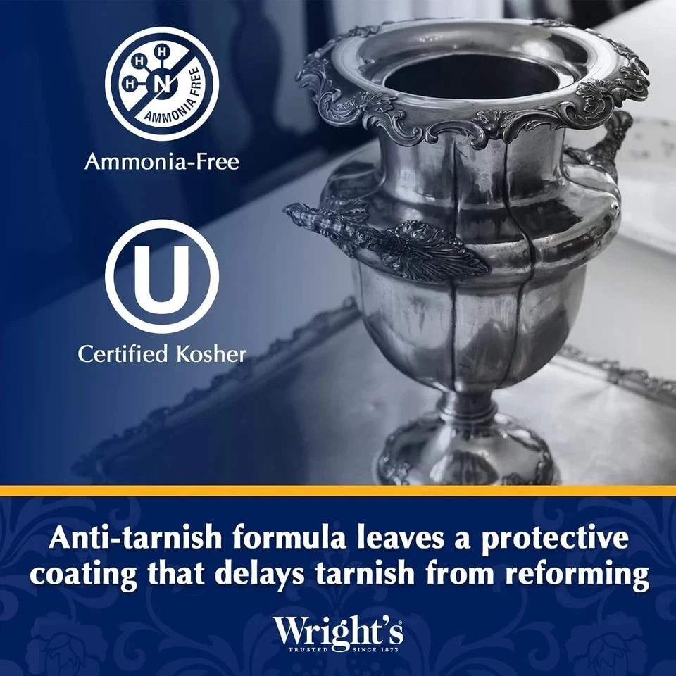 Wright’s Silver Cleaner & Polish Cream 8 oz Ammonia Free Jewelry & Silverware