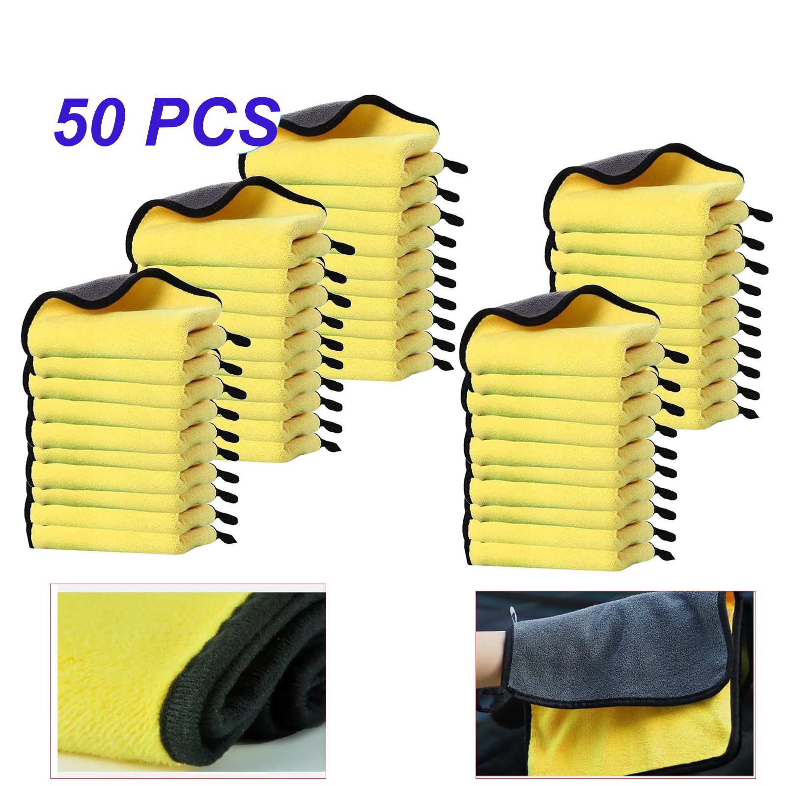 2/10/50 Pack Microfiber Cleaning Towels For Car Wash Drying Detailing