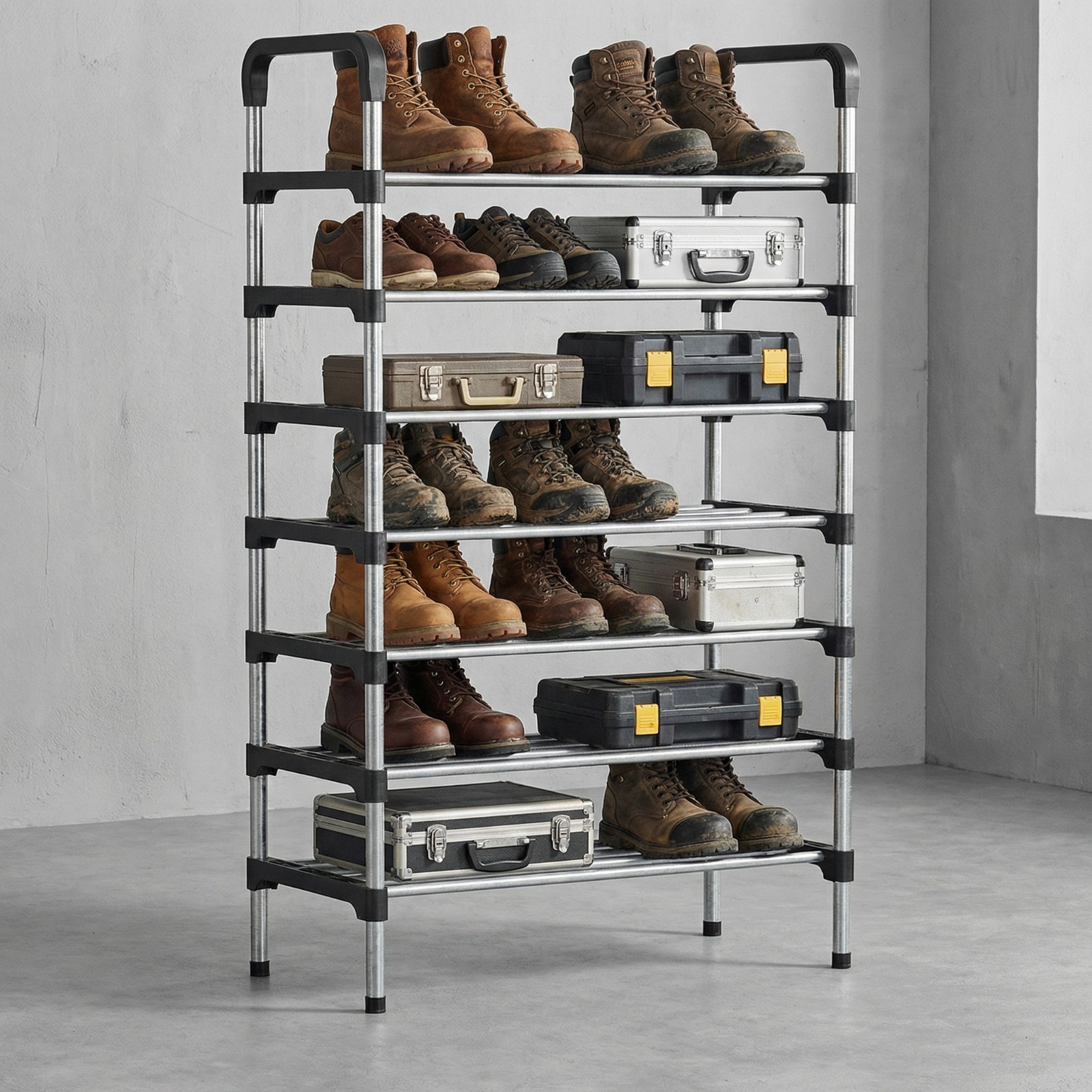 7-Tier Multifunctional Metal Shoe Rack Organizer for Entryway,Hallways,Bedrooms