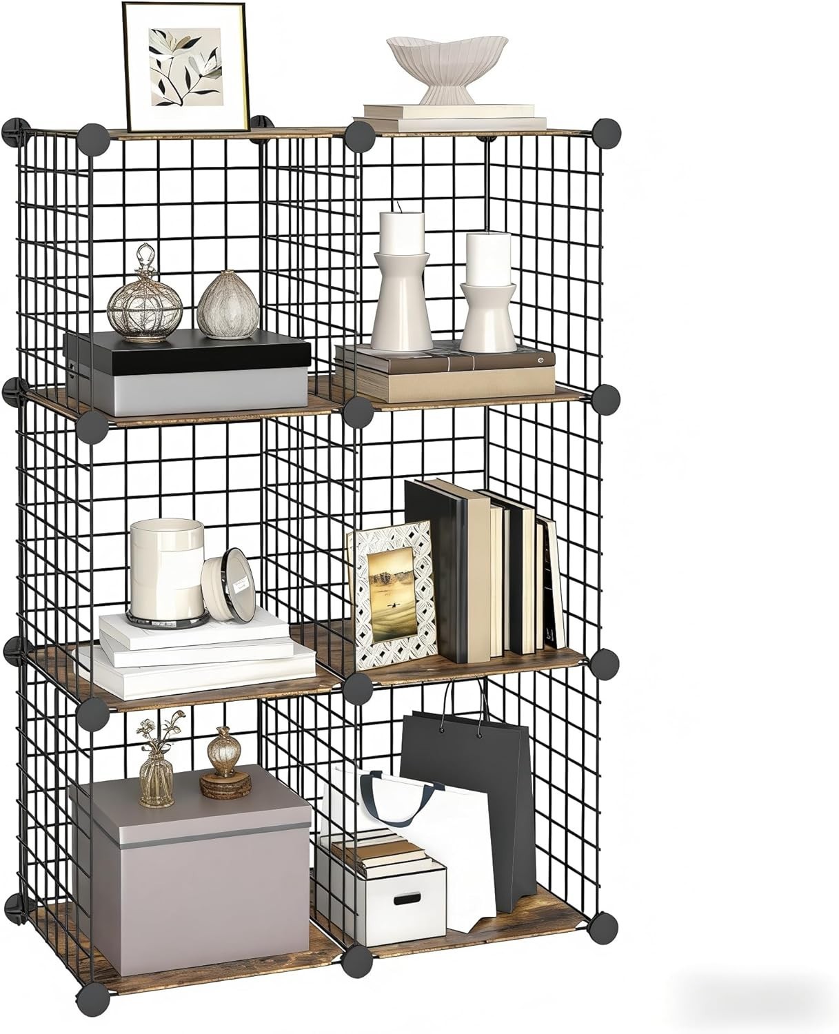 Wire Cube Storage Organizer 6-Cube Metal Grid Storage Organizers Modular Closet