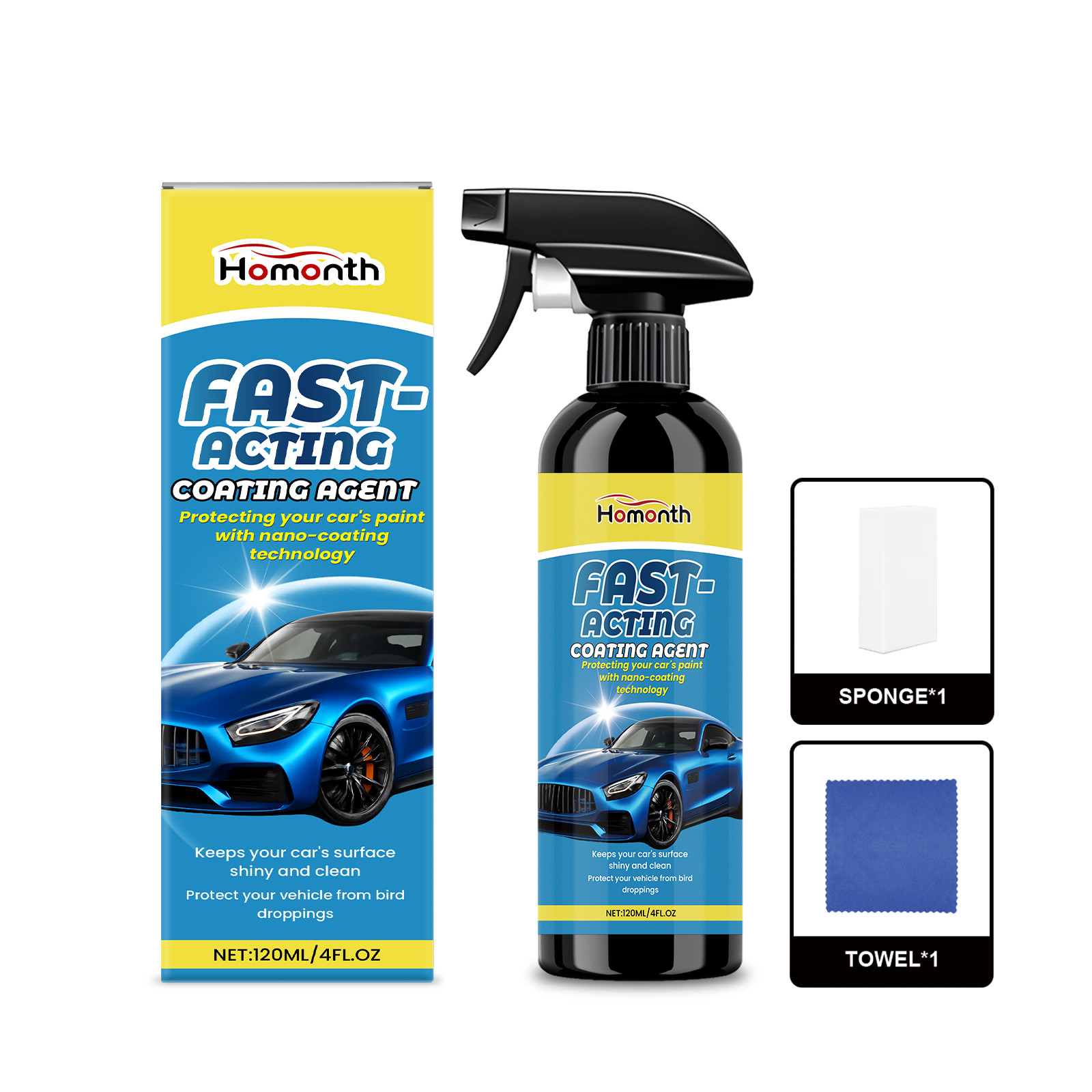Ceramic Coating Spray Kit PTFE Nano Paint Sealant Hydrophobic Car Wax