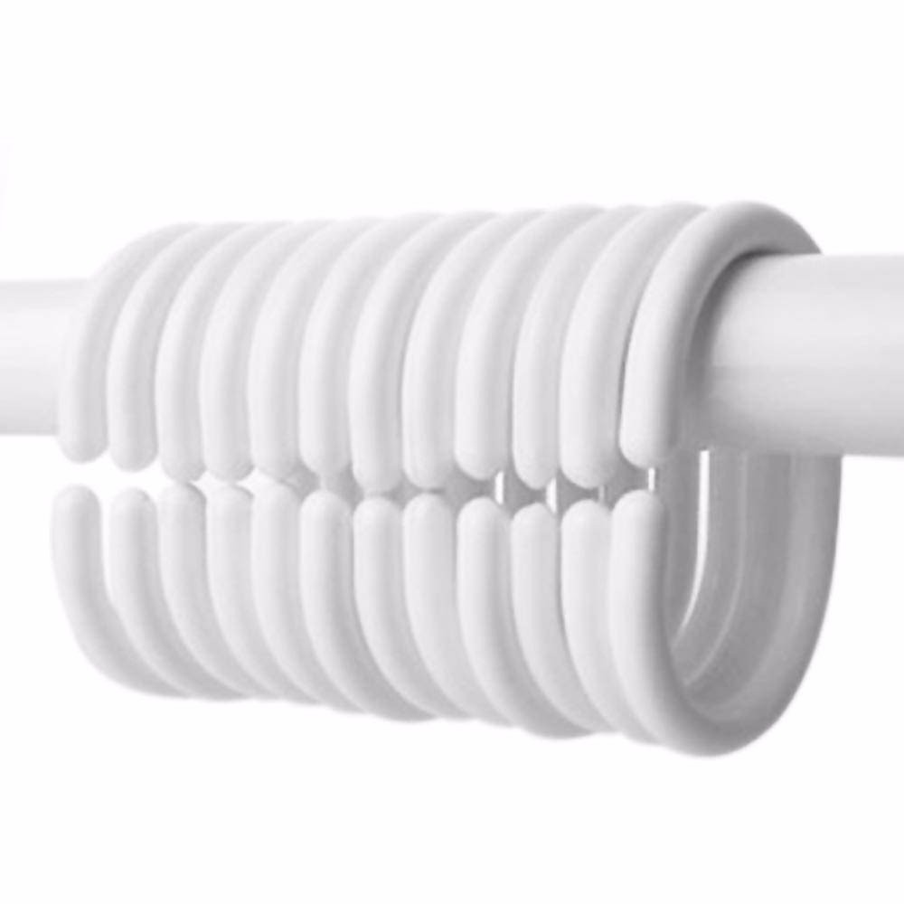 Wideskall® 12 Pieces Plastic Shower Curtain Hook Rings, White