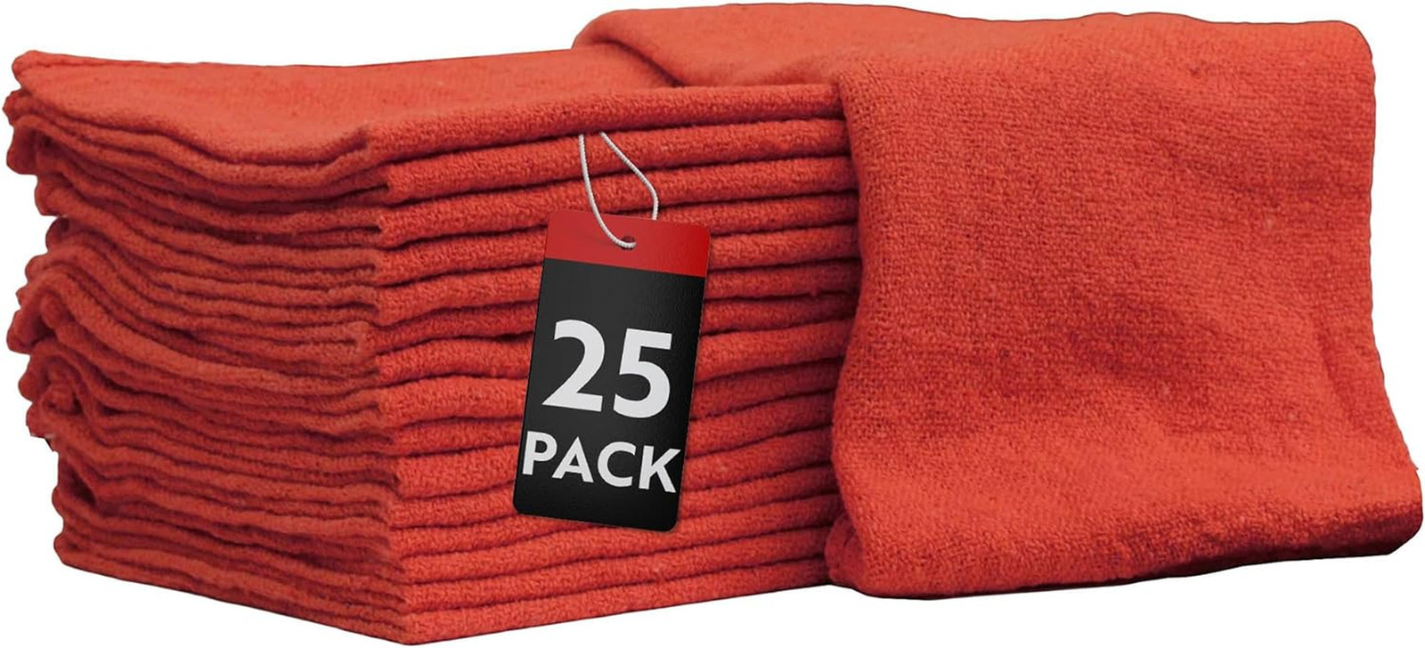 25 Pack Shop Towels 14×14 Red 100% Cotton Lint Free Cleaning Shop Rags
