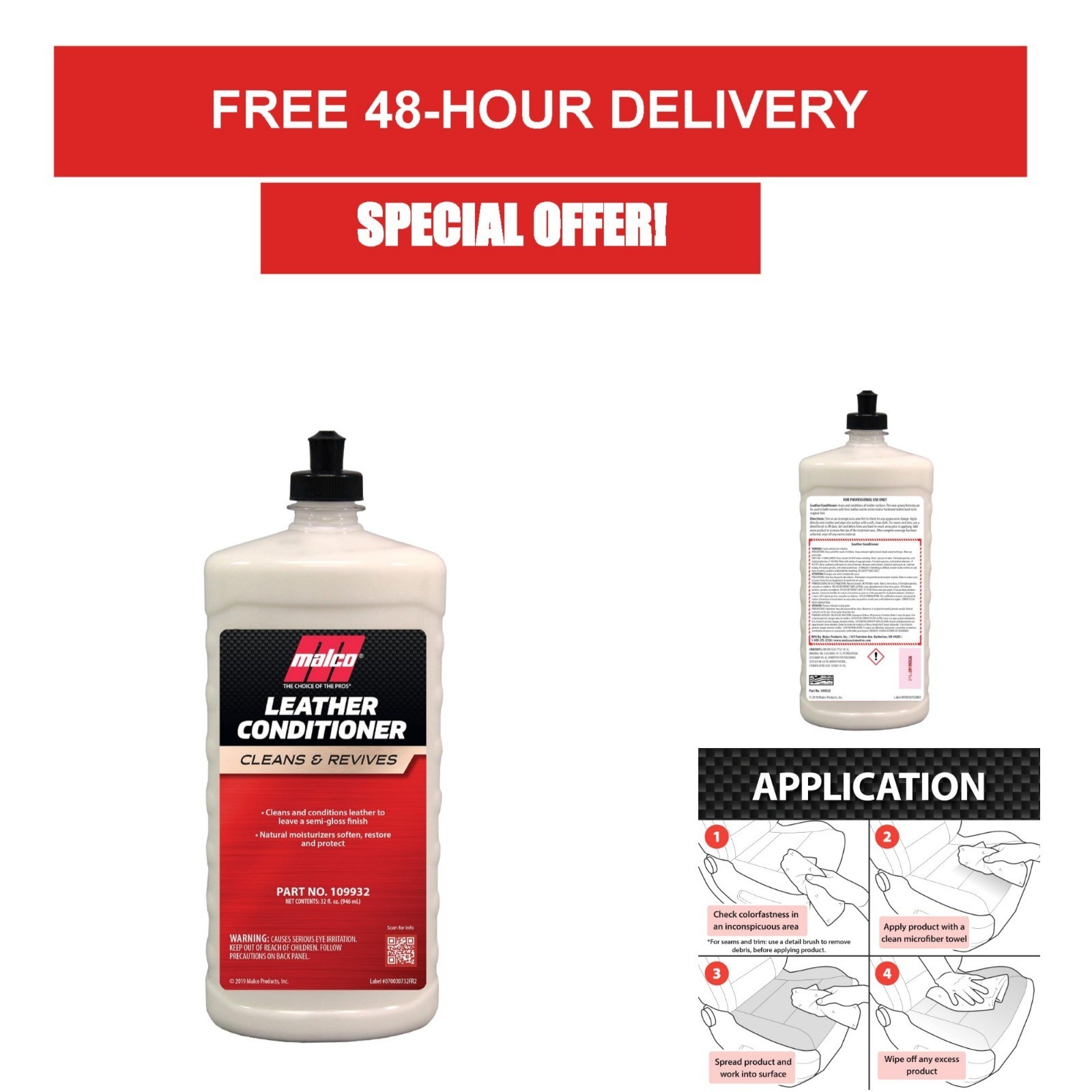 Malco Leather Conditioner for Cars – 32 Oz – Cleans & Conditions