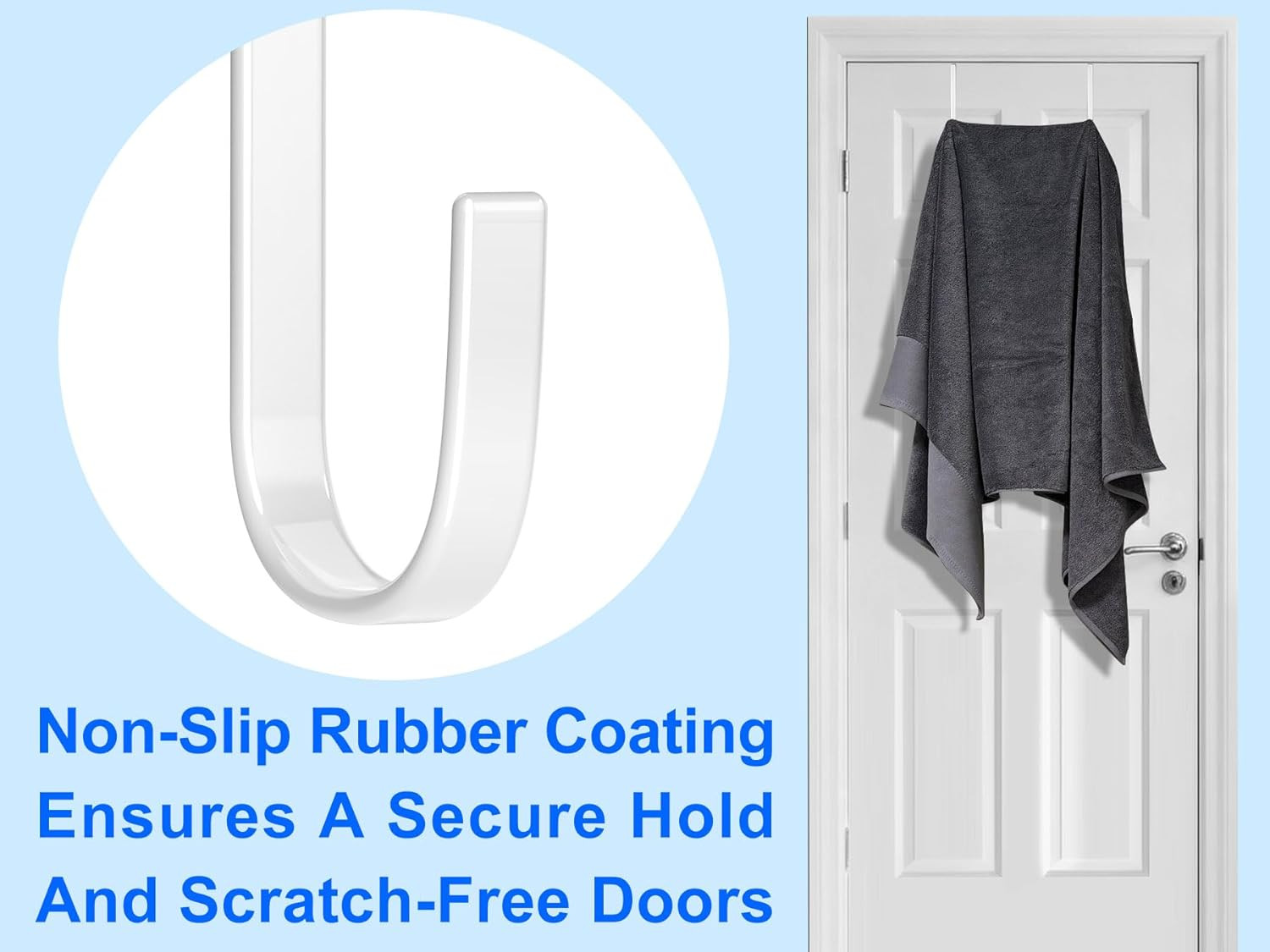 Single over the Door Hooks 4 Pack Fit 1-3/8″ Door 5.5″ White | Plastic Coated St