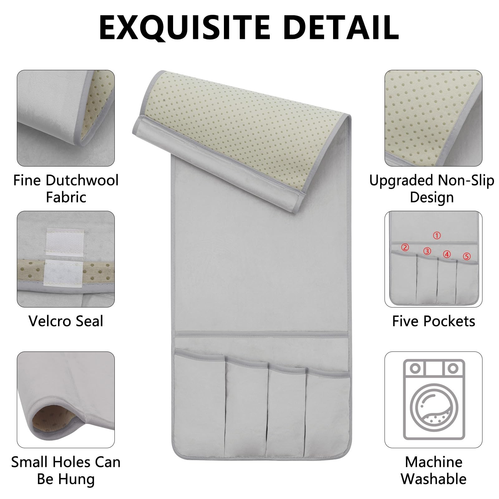 Remote Control Holder Armchair Couch Caddy TV Bed Storage 35×12.4 LightGray