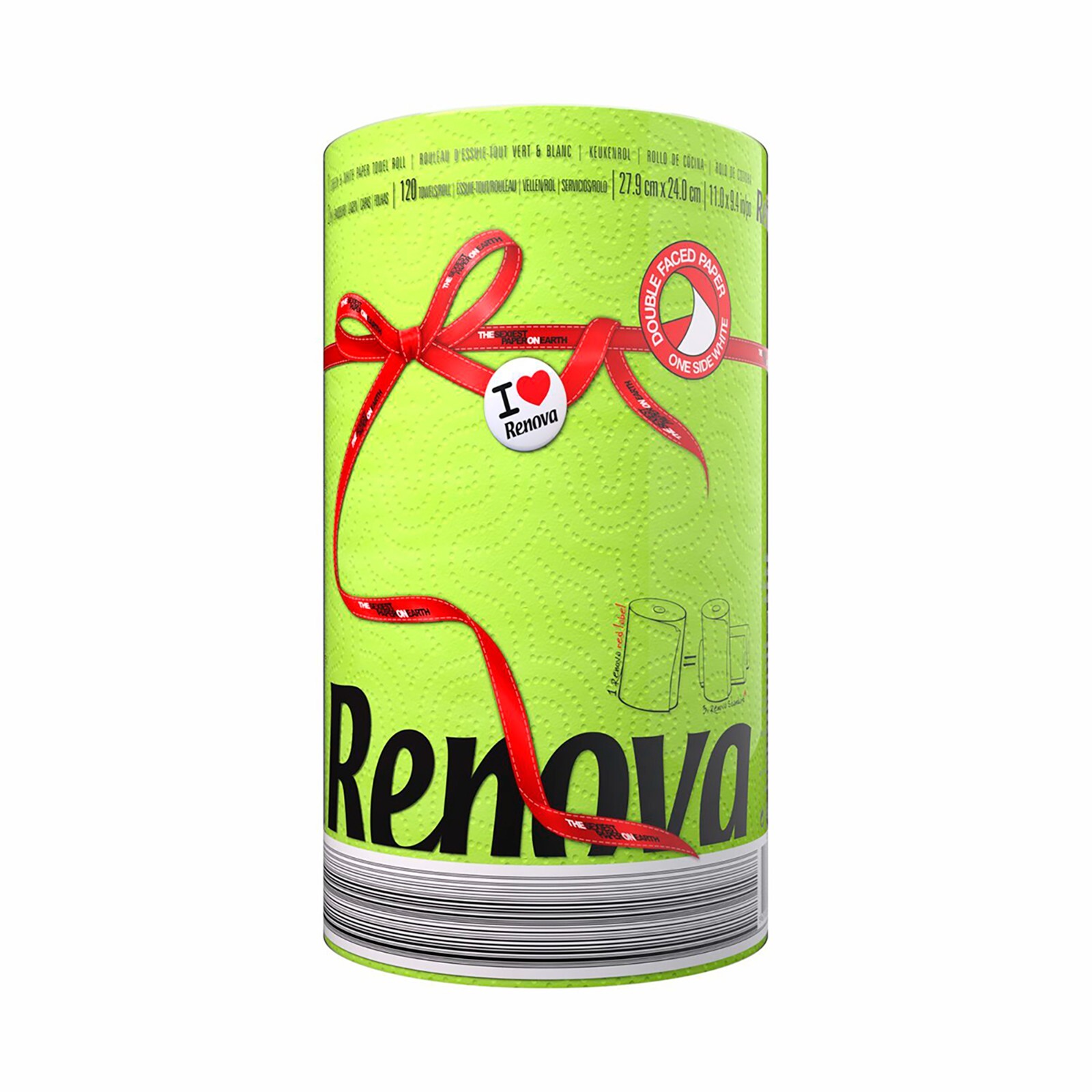 Renova Colored Paper Towels – Jumbo Roll, 2 Ply, 120 Highly Absorbent Sheets