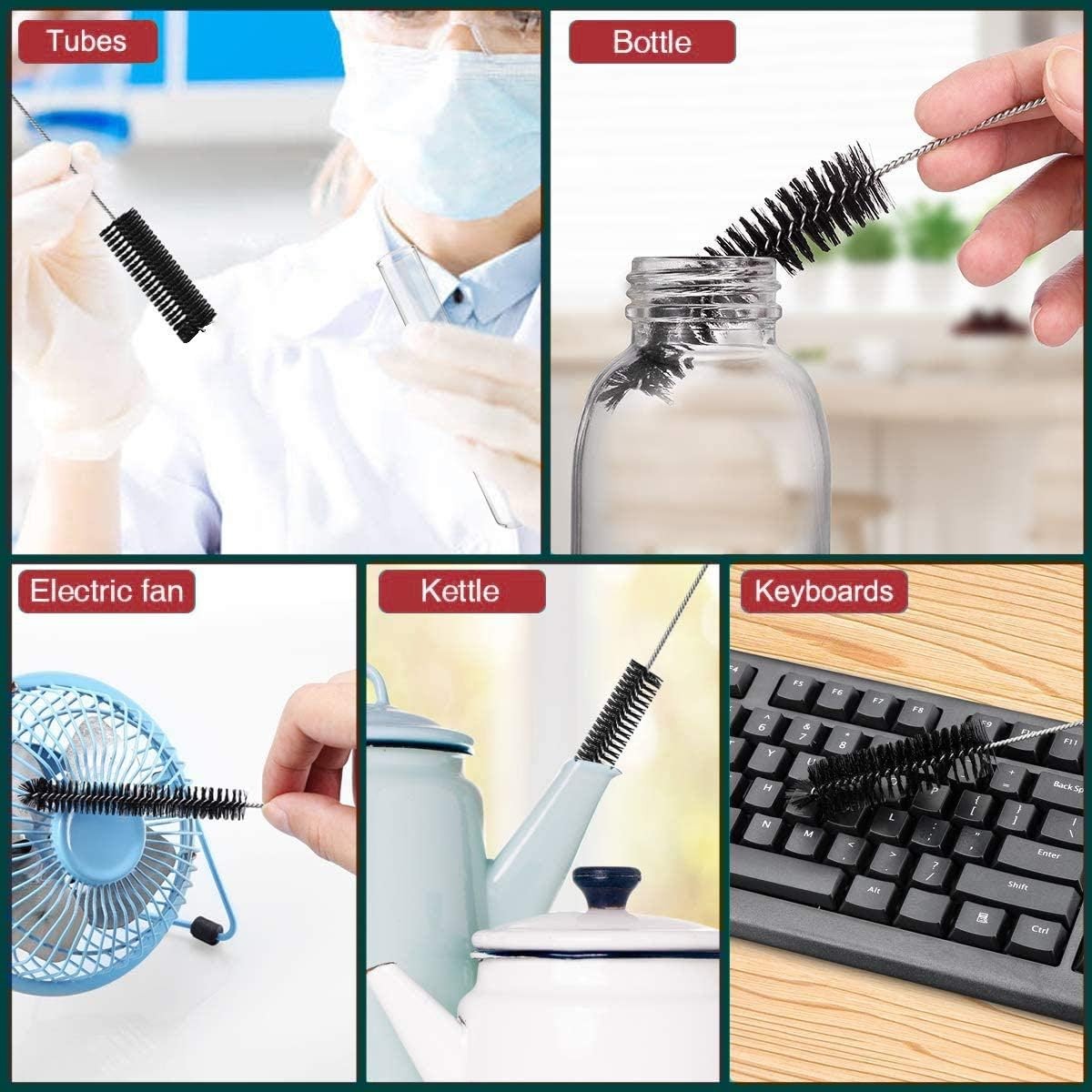 US Nylon Straw Brush Cleaner Bottle Tube Pipe Small Long Cleaning 1-10Set